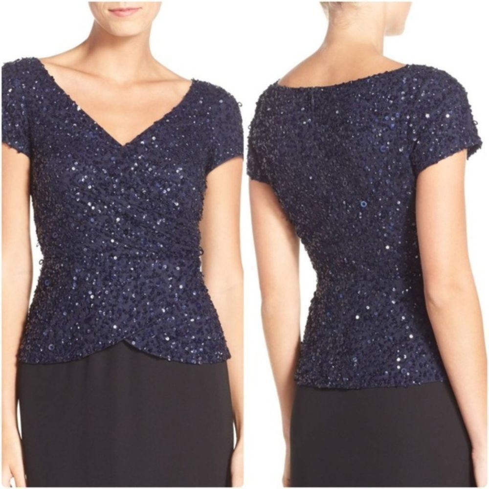 ADRIANNA PAPELL Sequin Wrap Blouse
